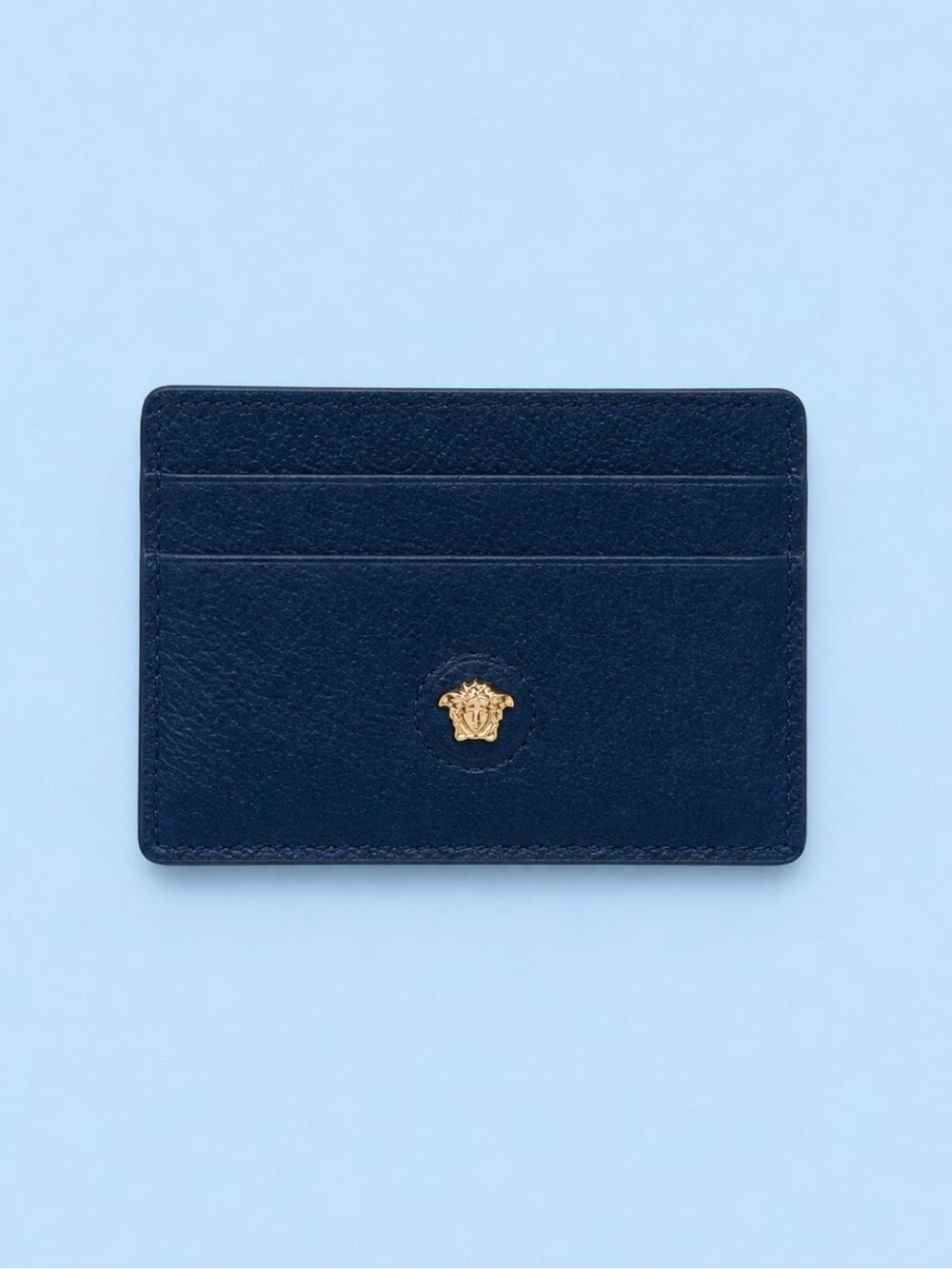 🔥 VERSACE Black Card Holder with Gold Medusa Emblem.
